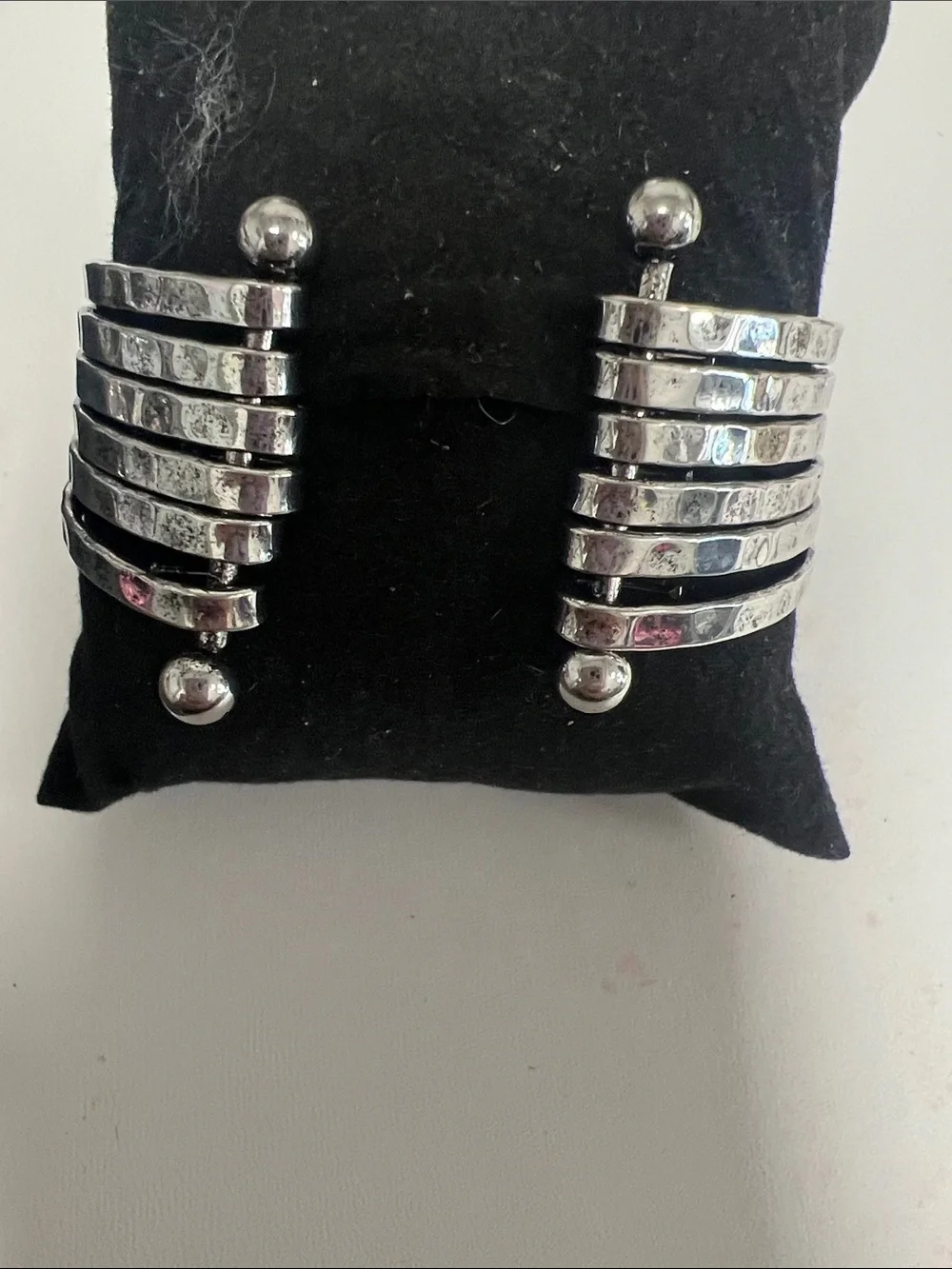 Silver Tone Hammered Multi-Bangle Bracelet Set